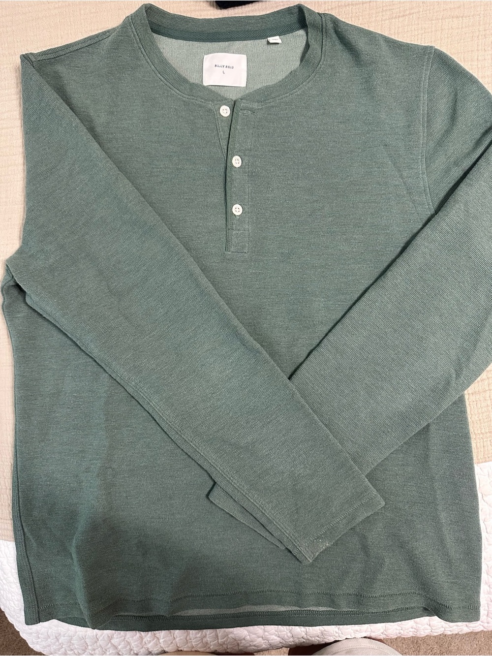 Billy Reid Sage Green Long-Sleeve Henley